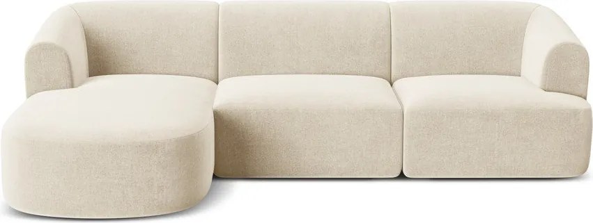 Colțar bej cu tapițerie din catifea (cu colț pe partea stângă/cu șezlong) Campi – Cosmopolitan Design