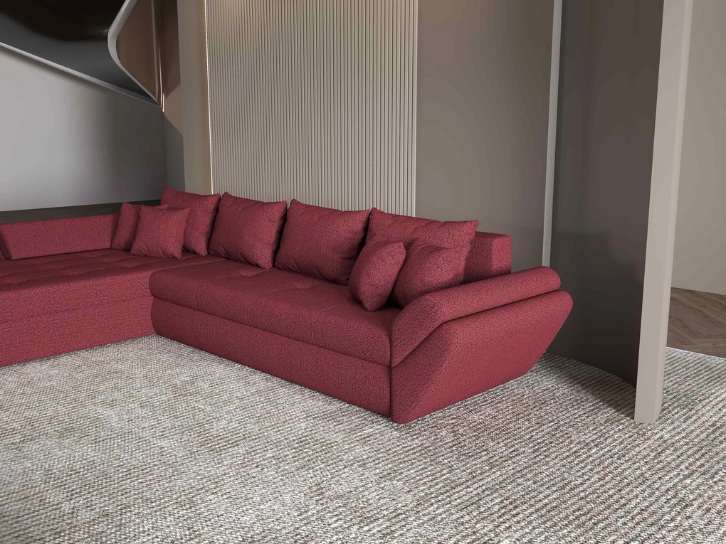 Colțar extensibil dumonde cu ladă de depozitare si sezut confortabil din spuma high-density, Loana XL Enjoy Winery 335x185 cm