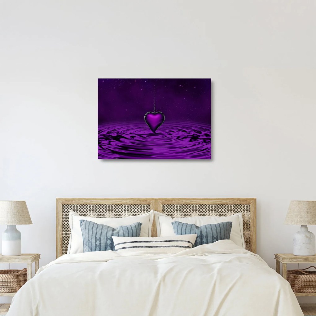 Tablou pe sticlă ci inima violetă (70x50 cm)