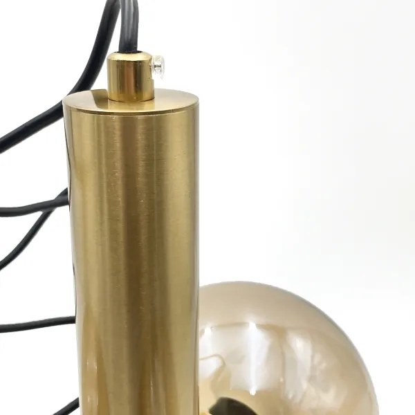 Lustră pe cablu ROLLO 3xE14/5W/230V auriu/bej fumuriu