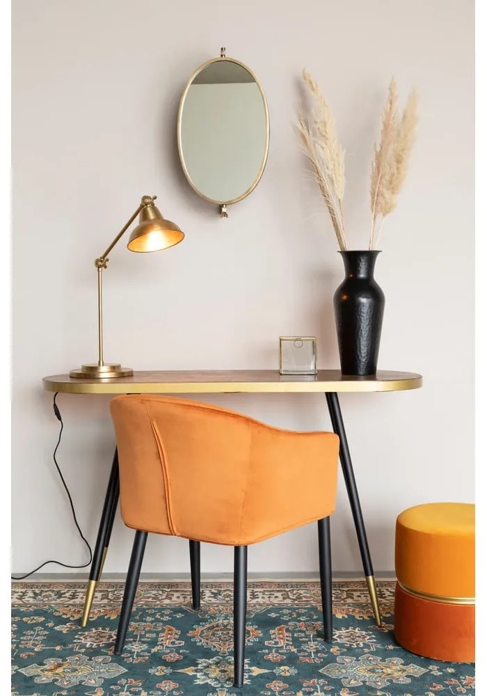 Taburet portocaliu cu tapițerie din catifea Bubbly – White Label