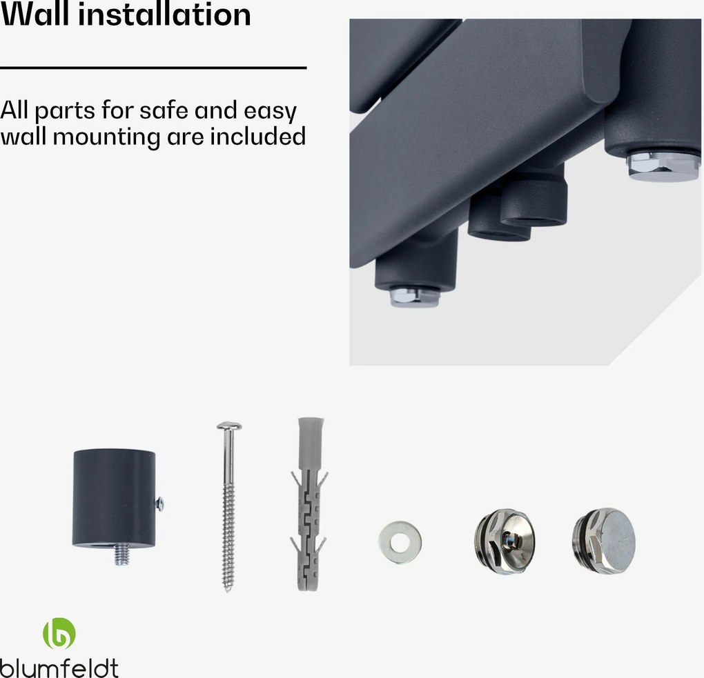 Blumfeldt Fairmont, 50 x 107, radiator, 509 W, apă caldă, 4 șine pentru prosoape, 1/2"