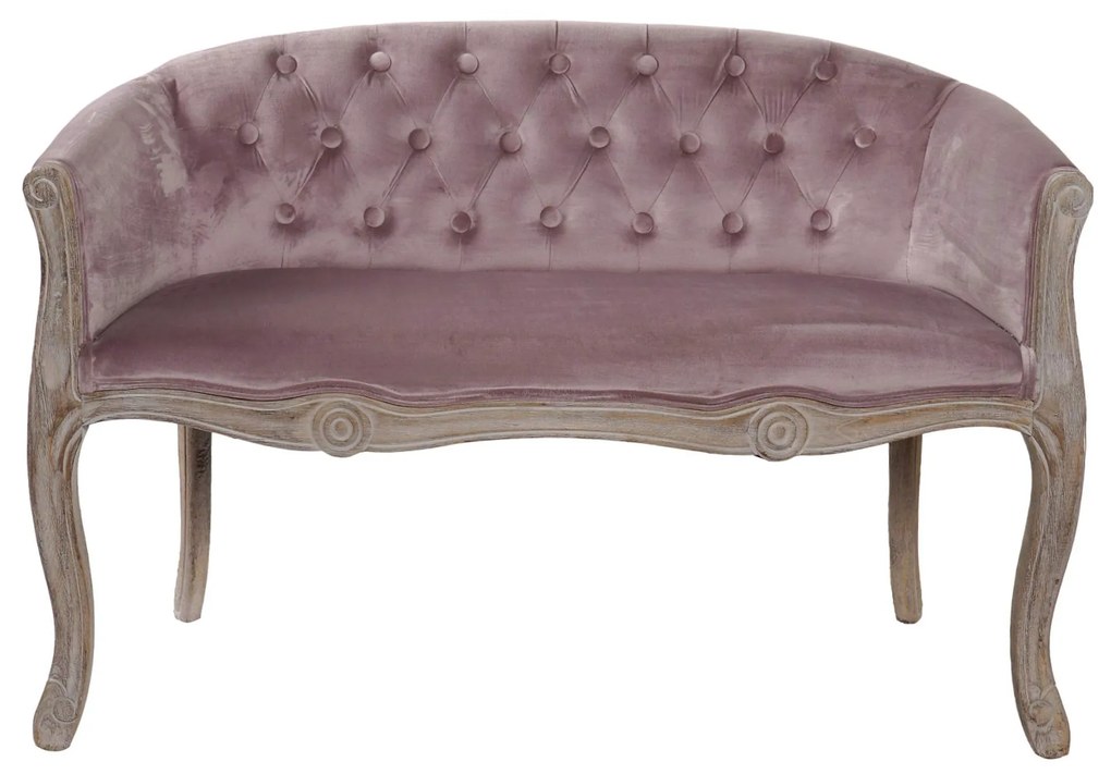 Canapea 2 locuri Lily din lemn antichizat, lilac, 107x61x71 cm