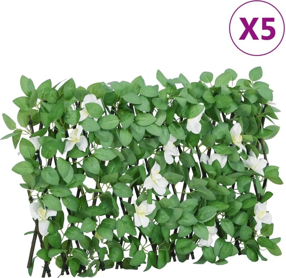 vidaXL Spalier cu iederă artificială extensibil 5 buc. verde 180x30 cm