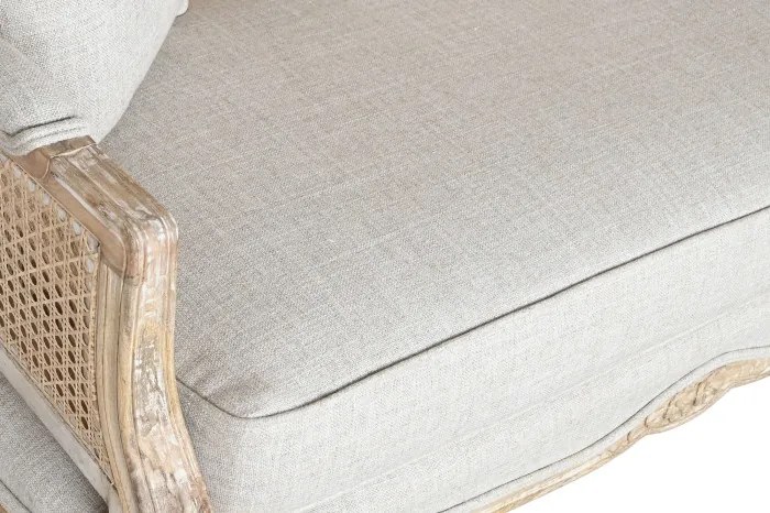 Canapea clasică, stil Louis XV–XVI, din lemn masiv și trestie naturală, Elora 125x58x155 cm