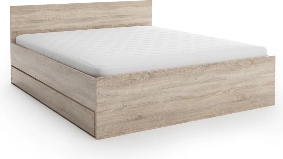 Pat ELISA 140 x 200 cm, stejar sonoma Saltele: Saltea Sommera 18 cm, Somiera pat: Cu lamele curbate