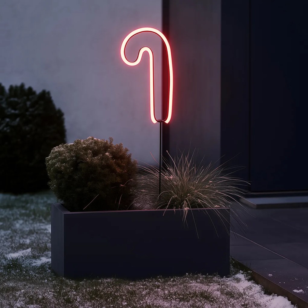 Lumină neon de Crăciun roșie în formă de acadea, cu LED și timer IP44 - Fura