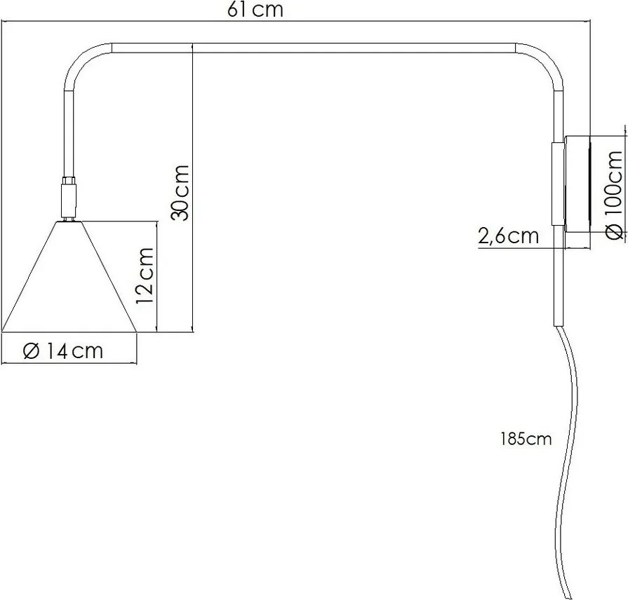 Aplică de perete galbenă cu alimentare la priză ø 14 cm Zylo – Sollux