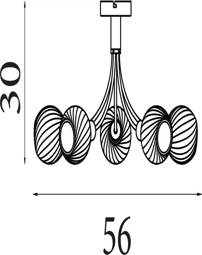 Lustra aplicata metal negru, sticla opal Nova 5L