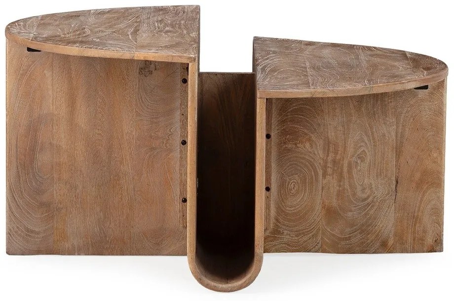 Măsuță de cafea în culoare naturală închisă rotundă din lemn de mango ø 80 cm Divya – MOME