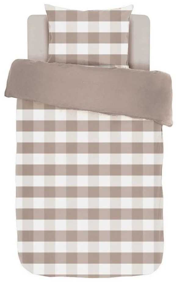 Lenjerie de pat maro deschis din bumbac pentru pat de o persoană 140x200 cm Emma - Tiseco Home Studio