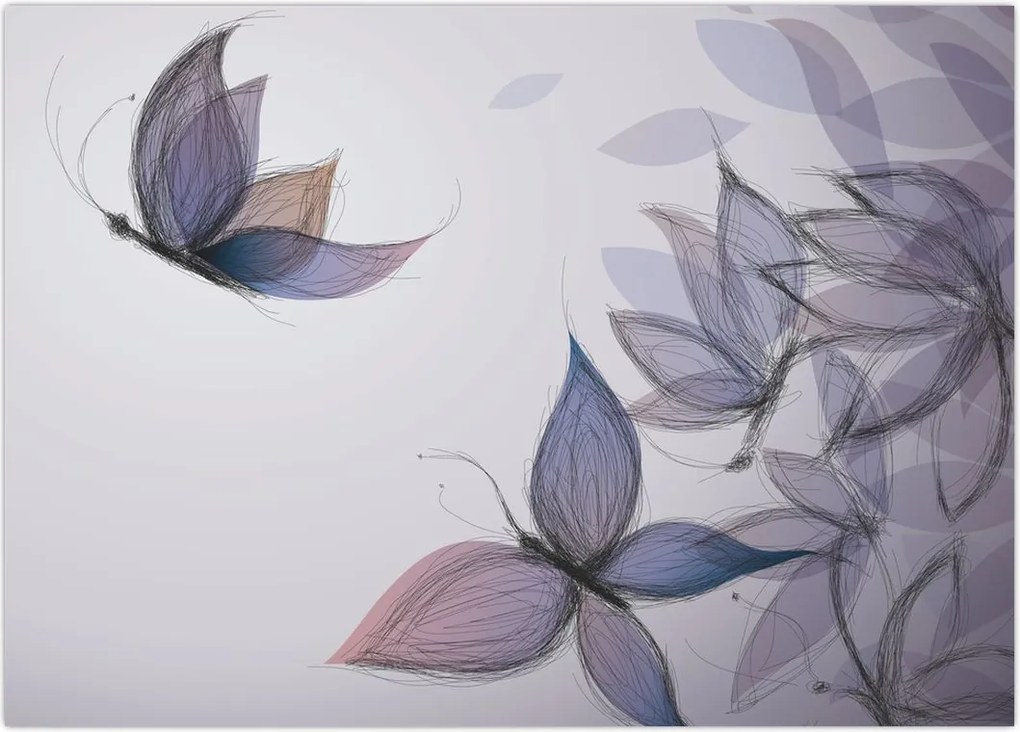 Tablou - Fluturi desenați (70x50 cm)