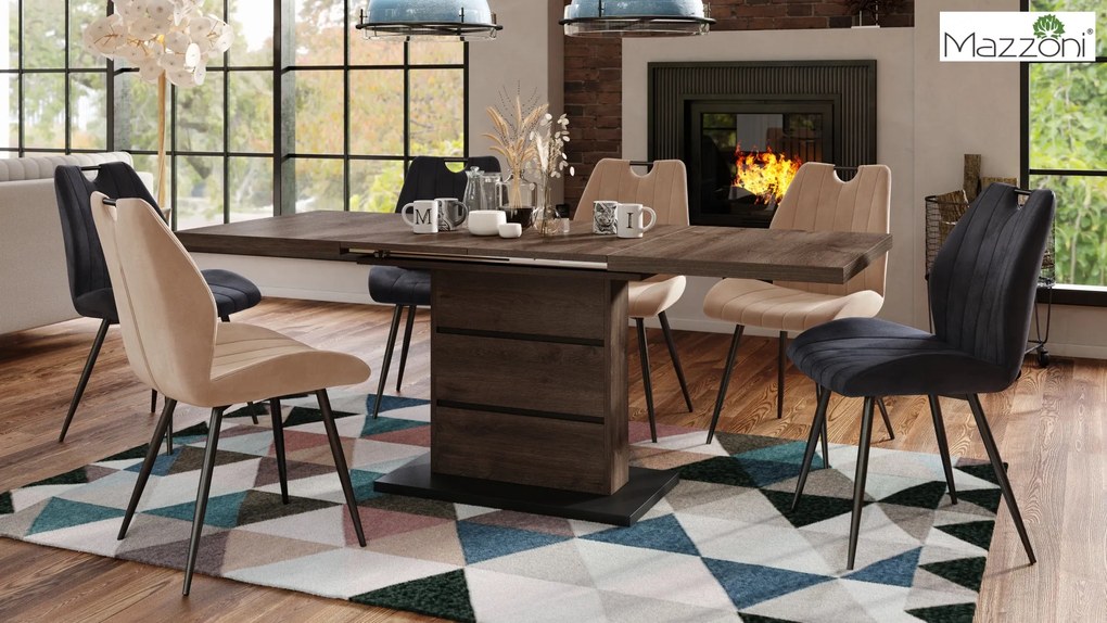 MAZZONI EXPORT ARNO Negru (țesătură Bluvel 19) - SCAUN TAPIȚAT MODERN PENTRU LIVING/SUFRAGERIE cu MÂNER | CATIFEA