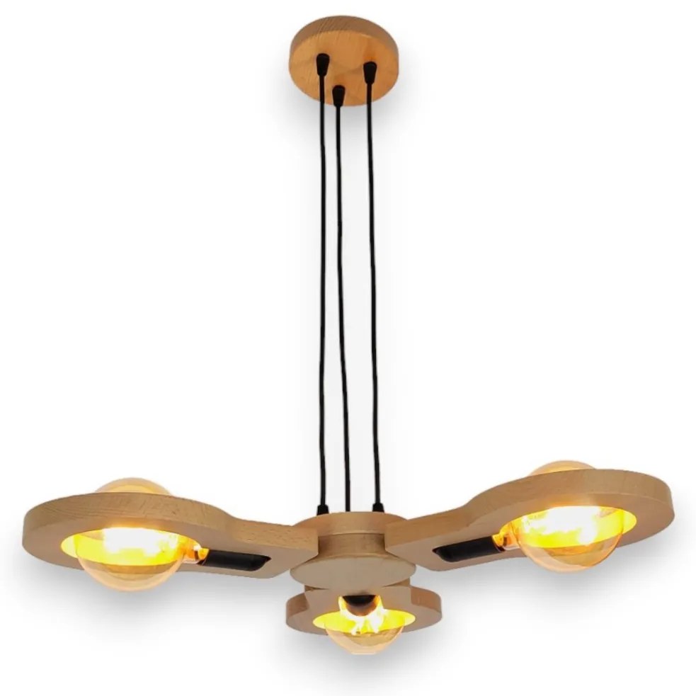 Lustra rustica fabricata manual din lemn YOKO 3L