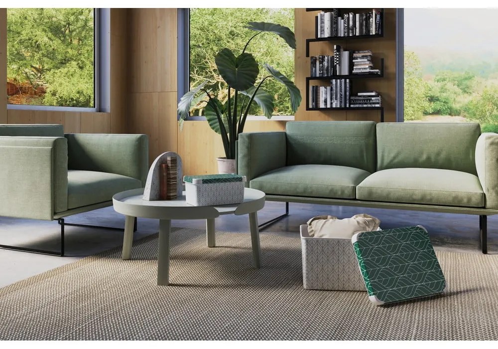 Cutie de depozitare albă/verde din plastic cu capac 39,5x29,5x25 cm L – Curver