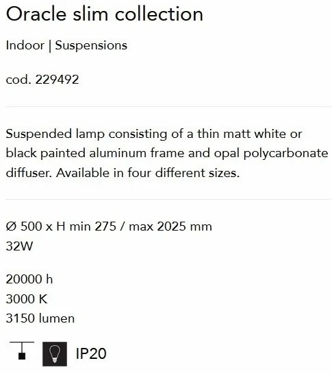 Lustra LED design modern ORACLE SLIM SP D050 ROUND 3000K ON-OFF BK