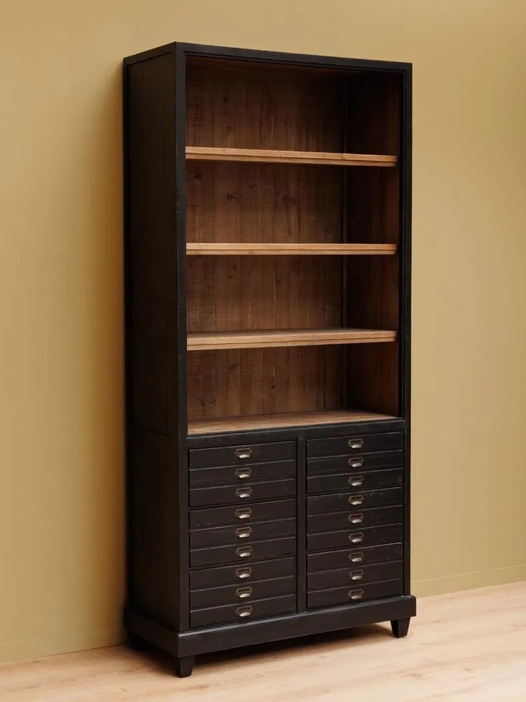 Cabinet din lemn masiv, 6 sertare, aspect rustic, Voltaire