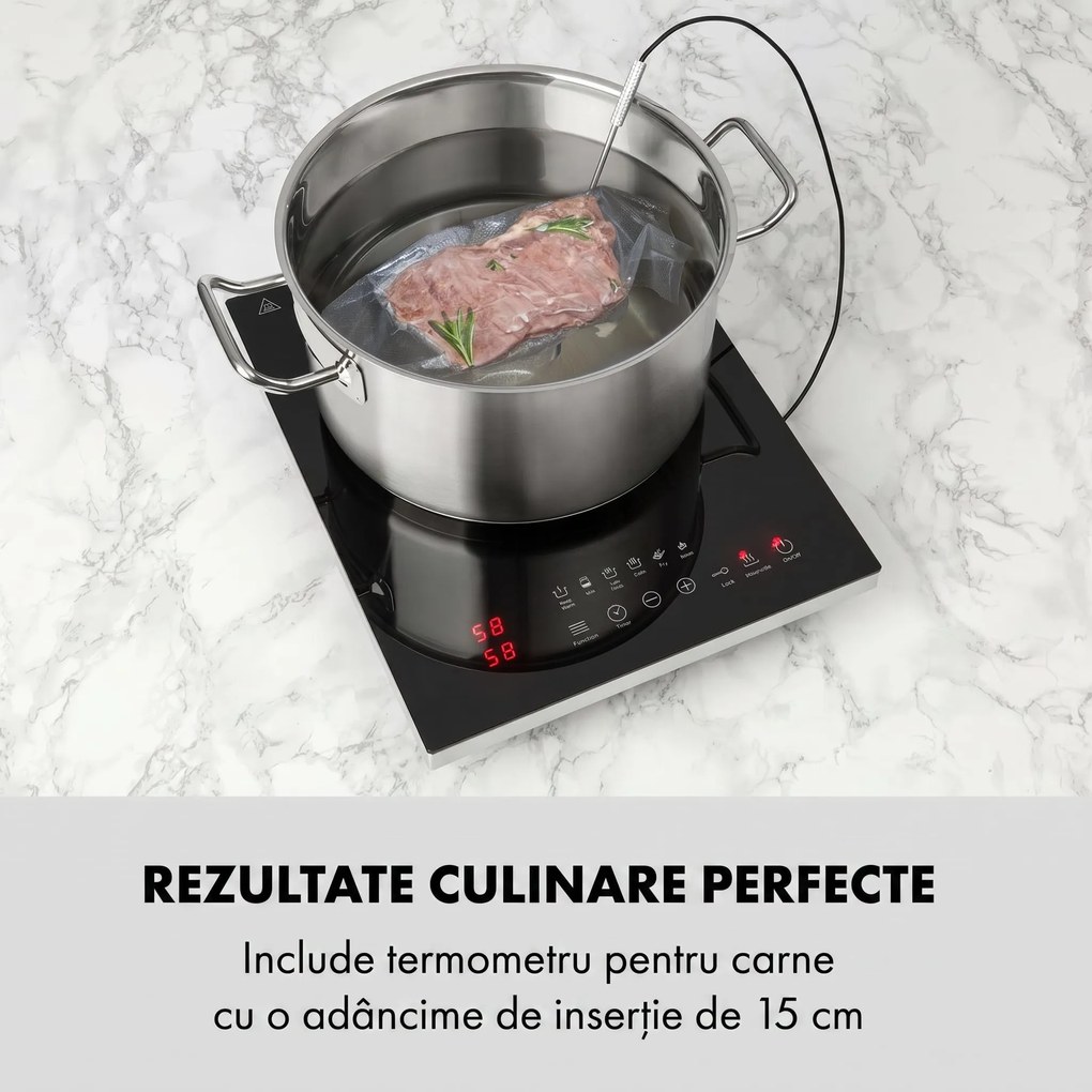 Klarstein Cook n Roll, plită cu inducție, 2000W, cronometru de 3 ore, 10 grade, negru