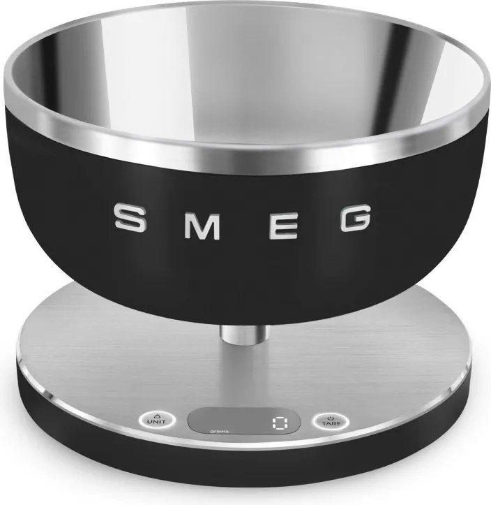 Cantar de bucatarie Smeg Collezione KSC01BLMWW, Pana la 5 kg/5 l, Functie TARA, Afisaj LED, Baza antiderapanta, Baterie reincarcabila, Negru mat