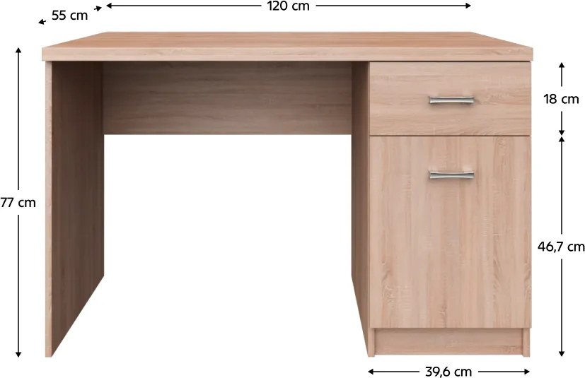Birou PC 1D1S/120, stejar Sonoma, TOPTY TIP 36