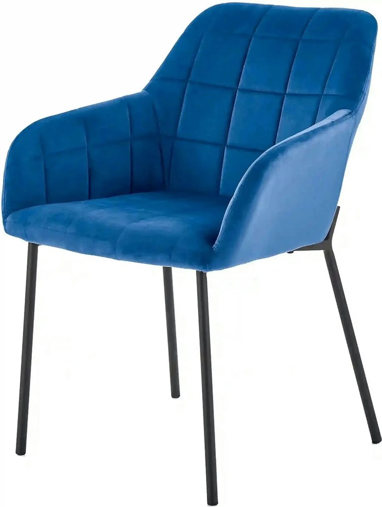 Scaun K305, albastru/negru, stofa catifelata/metal, 58X57X80 cm