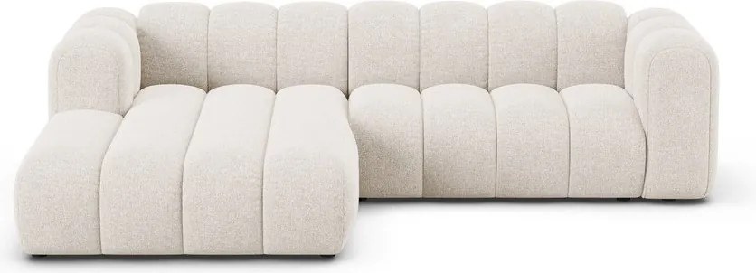 Colțar crem cu tapițerie din chenille (cu colț pe partea stângă/cu șezlong) Lupine – Micadoni