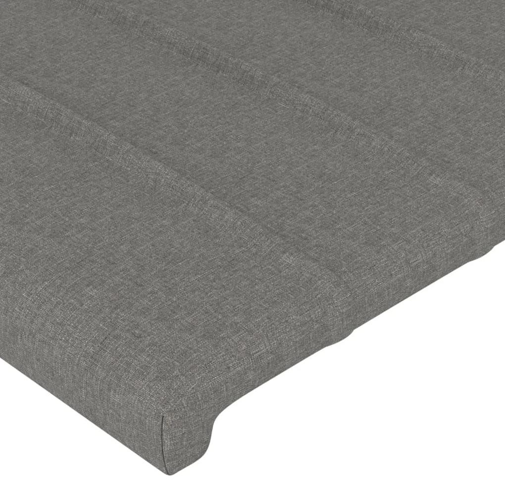 Cadru de pat cu tablie, gri inchis, 200x200 cm, textil Morke gra, 200 x 200 cm, Benzi verticale