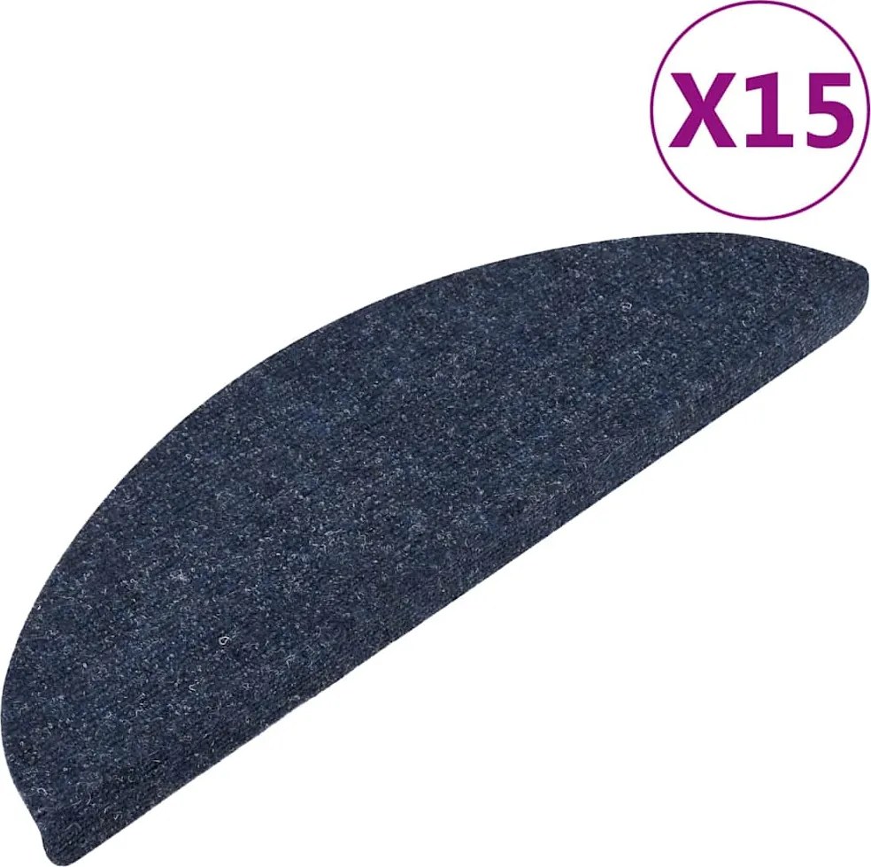 vidaXL Covorașe scări autoadezive, 15 buc.,albastru, 56x17x3 cm