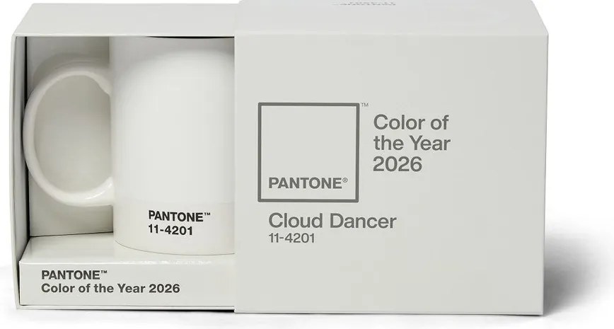 Cană ceramică albă 375 ml Cloud Dancer - Pantone