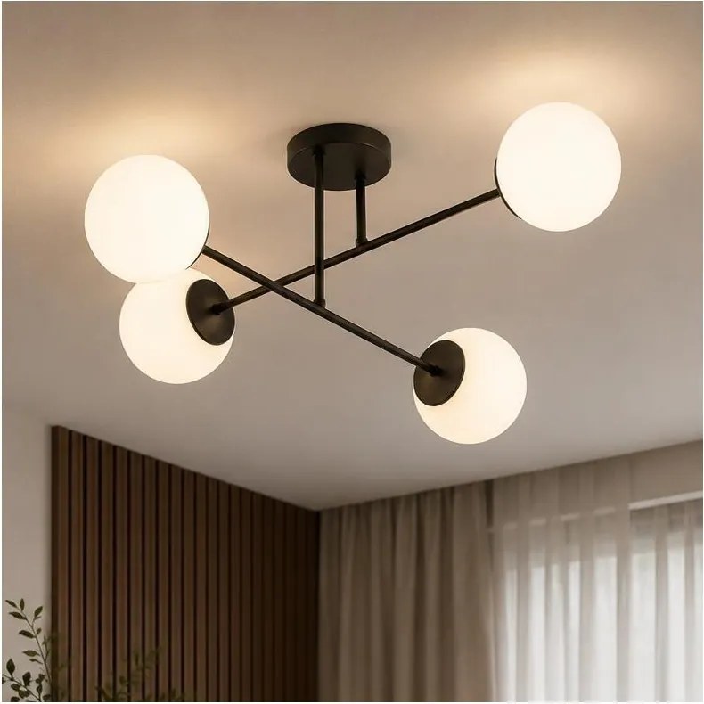 Brilagi - Lustră aplicată MILO 4xE27/60W/230V neagră