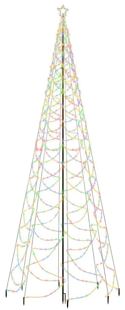 Pom de Craciun cu stalp de metal, 1400 LED-uri, colorat, 5 m 1, Multicolour, 500 cm, zigzag led style