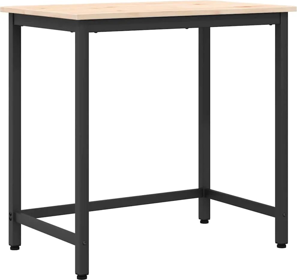 vidaXL masă natural 80 x 50 x 77 cm Lemn ingineresc și oțel