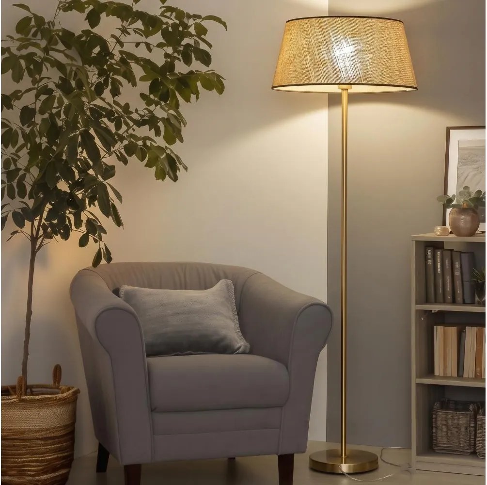 Brilagi - Lampă de podea LED CERIA 1xE27/20W/230V Ø 50 cm bej/auriu