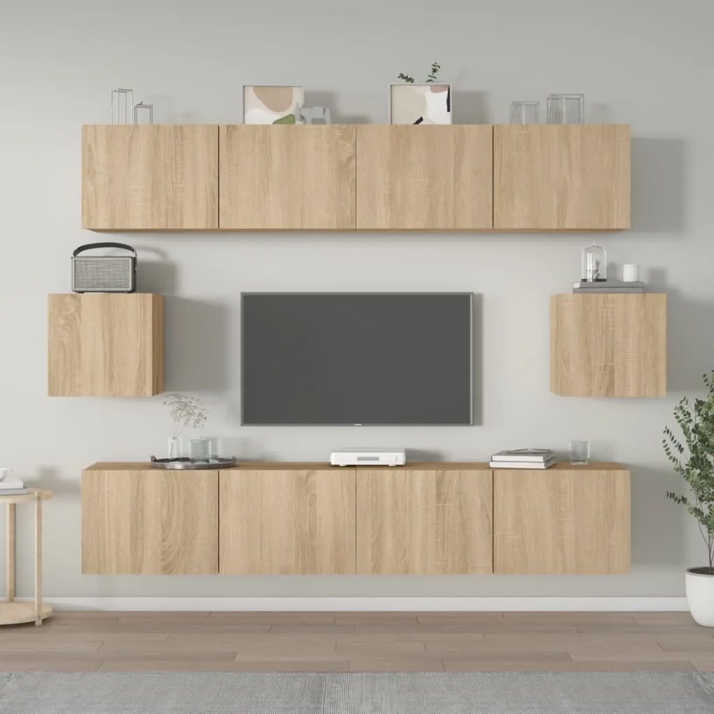 vidaXL Set dulap TV, 6 piese, stejar sonoma, lemn prelucrat
