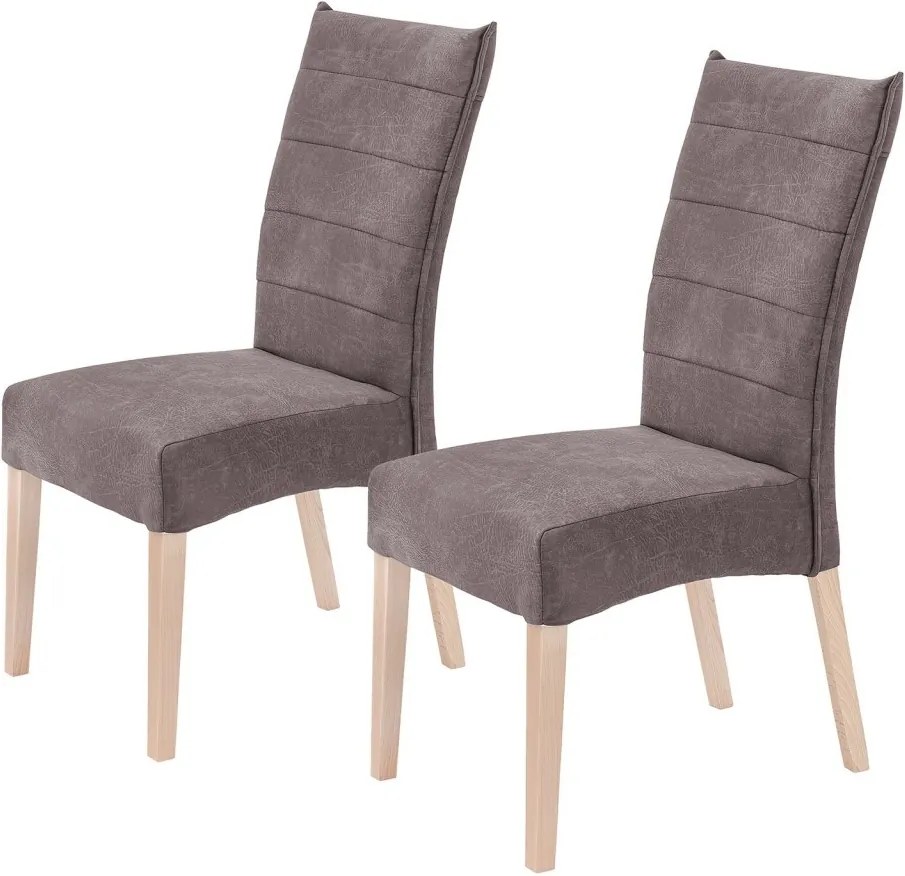 Set de 2 scaune Mallin, piele sintetica, mokka