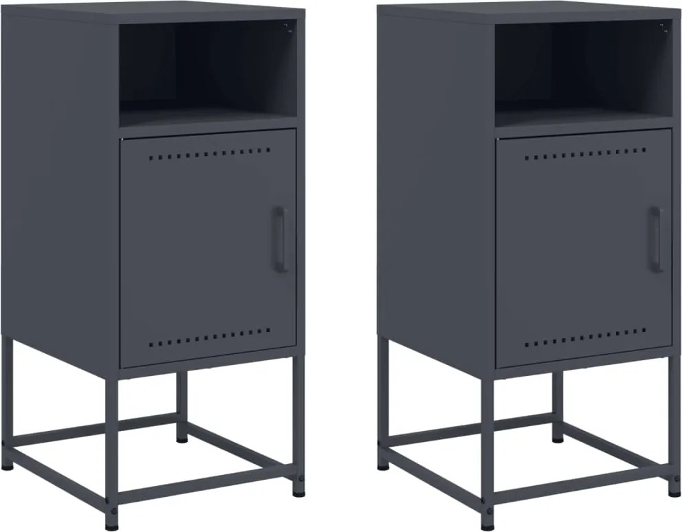 vidaXL Noptiere, 2 buc., antracit, 36x39x78 cm, oțel