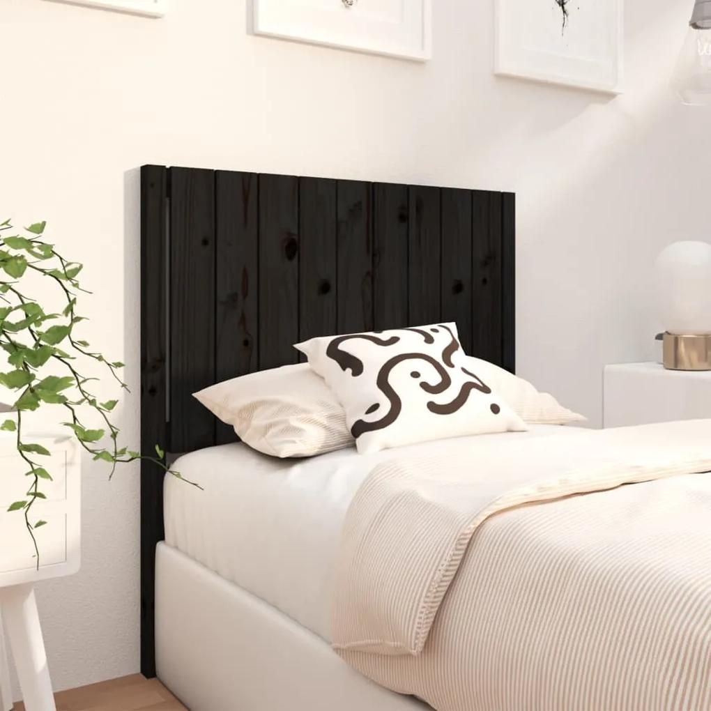 Tablie de pat, negru, 95,5x4x100 cm, lemn masiv de pin 1, Negru, 95.5 x 4 x 100 cm