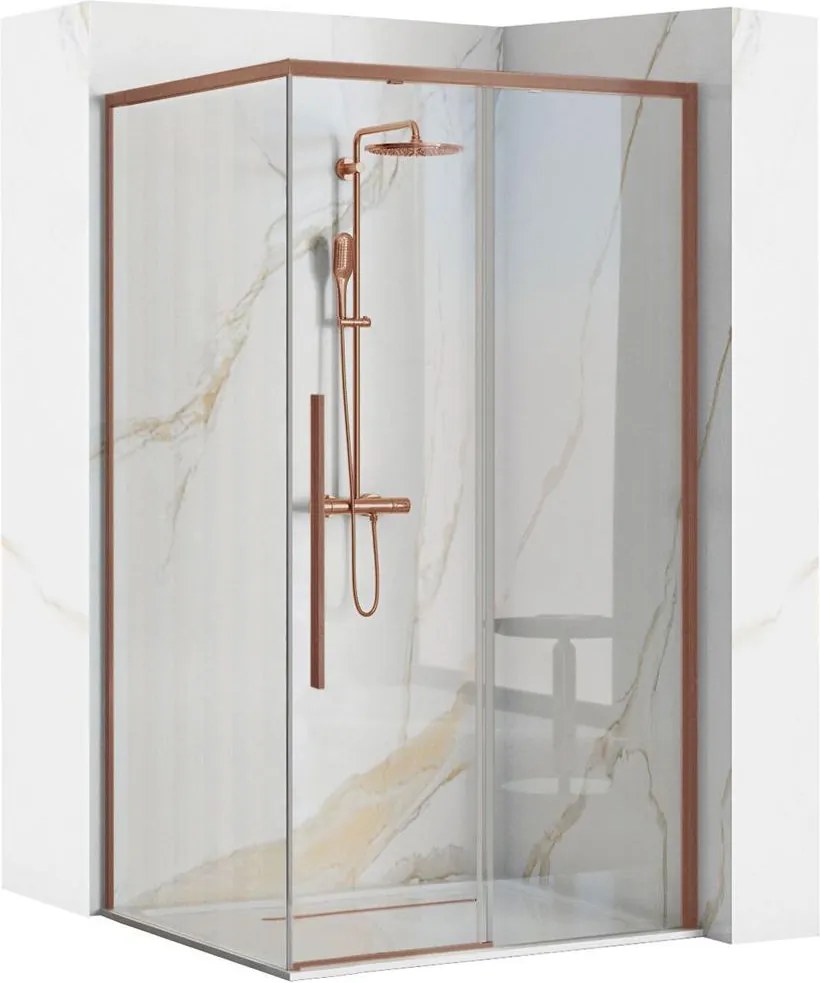 Cabina de dus SOLAR cu cadita alba 90x90 cm cupru periat