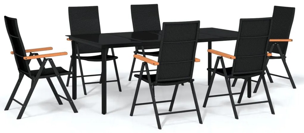 3099117 vidaXL Set de mobilier pentru grădină, 7 piese, negru