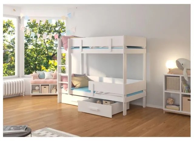 Pat Supraetajat Dublu ETIONA Cu Saltea Stejar Sonoma/Alb 90x200cm