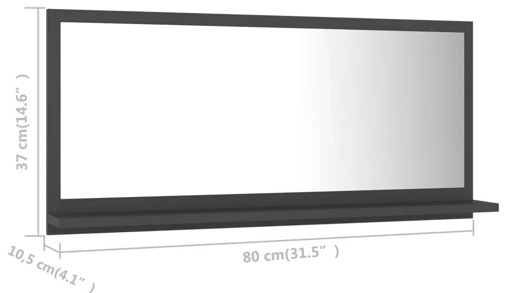 Oglinda de baie, gri, 80 x 10,5 x 37 cm, PAL Gri, 80 cm