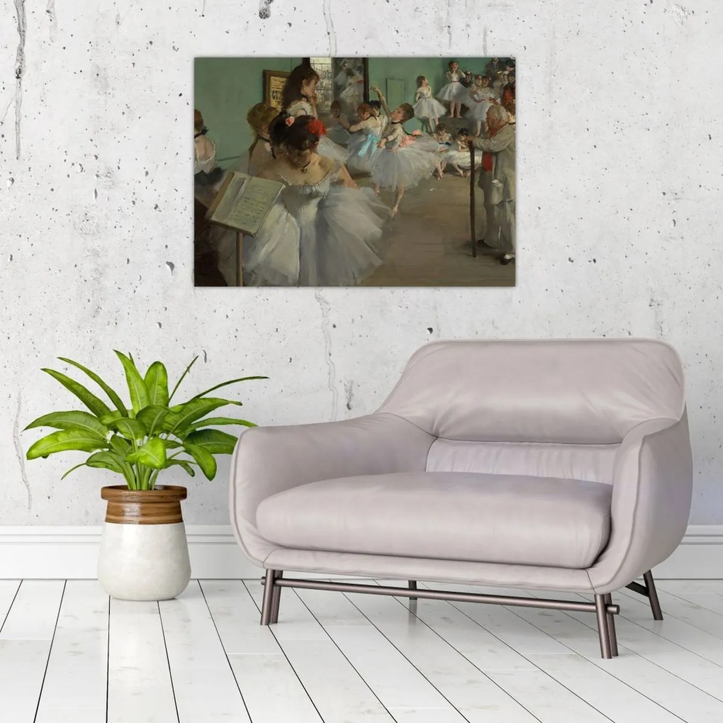Tablou pe sticlă - Edgar Degas, The Dance Class, reproducere (70x50 cm)