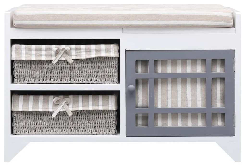 284080 vidaXL Bancă de hol, alb, 70x33,5x45 cm, lemn de paulownia