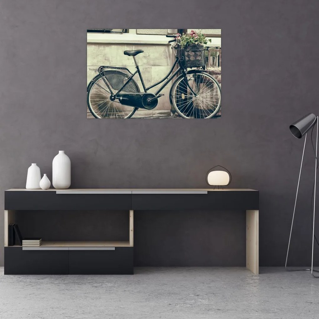 Tablou - Bicicleta de epocă cu flori (90x60 cm)