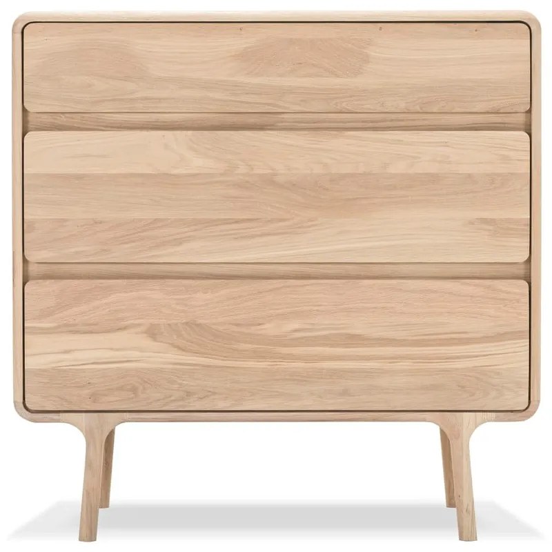 Comodă din lemn masiv de stejar cu 3 sertare Gazzda Fawn