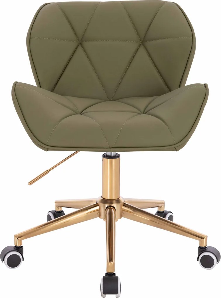 HR111K Scaun Khaki Piele Ecologica Premium Soft cu Bază Aurie