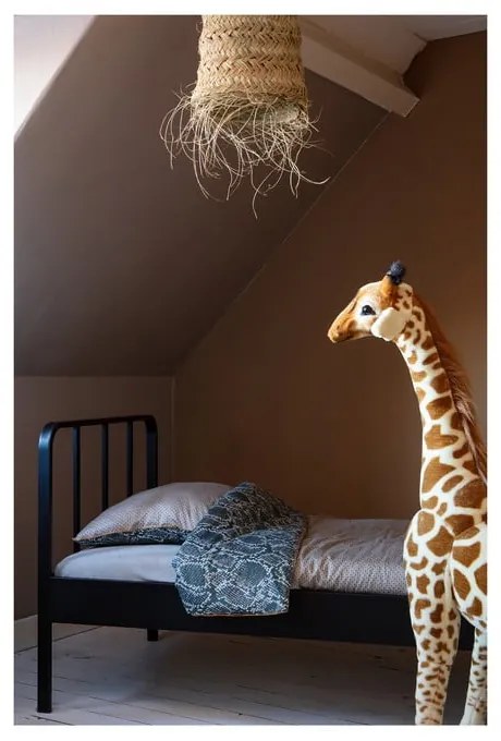 Pat negru din metal cu somieră 90x200 cm Mees – WOOOD