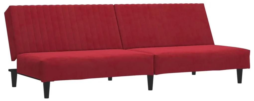 Canapea extensibila cu 2 locuri si taburet, rosu vin, canapea Bordo, Cu scaunel pentru picioare