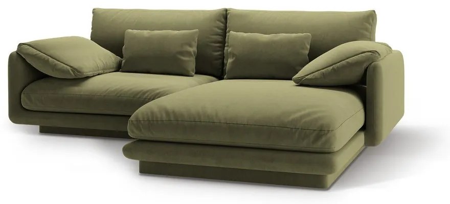 Colțar verde deschis cu tapițerie din catifea (cu colț pe partea dreaptă/cu șezlong) Torino – Micadoni