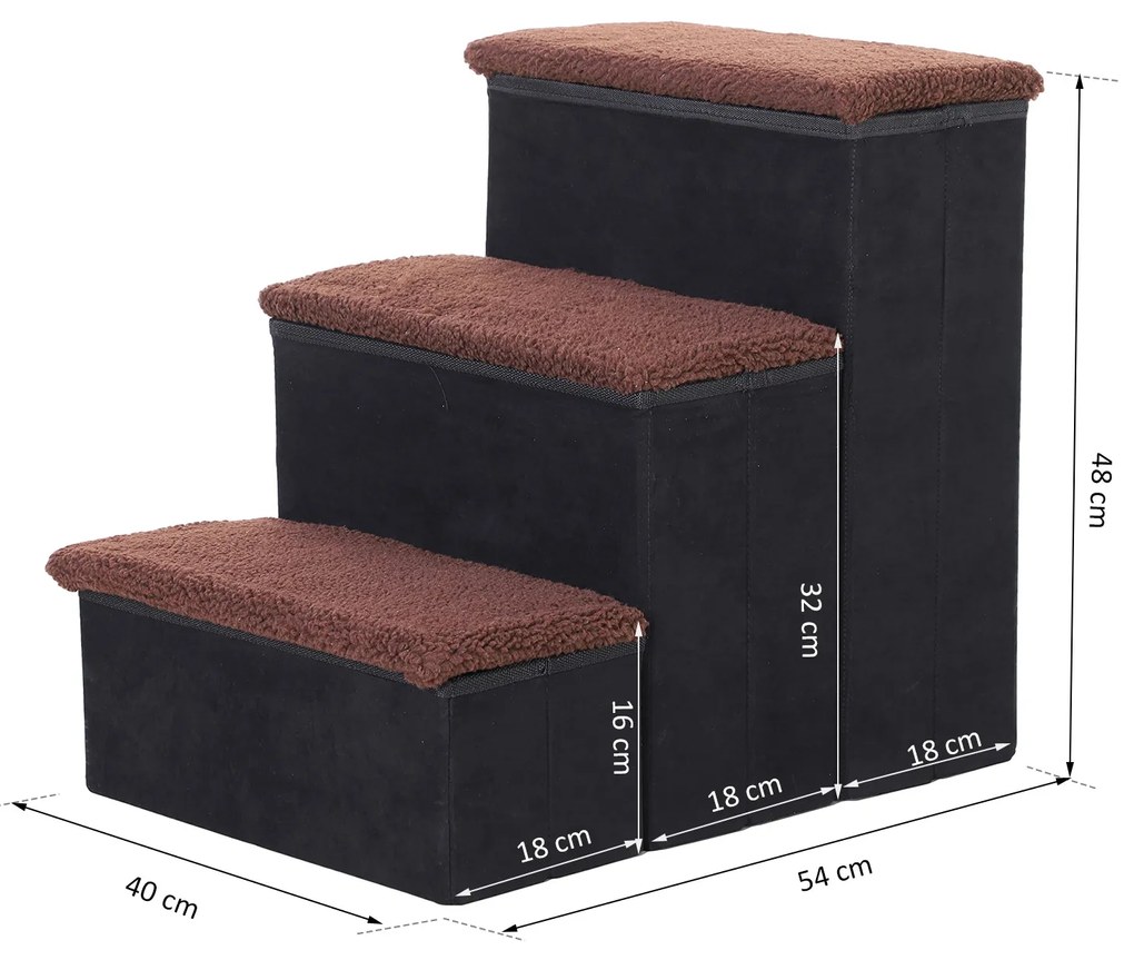 Scara captusita PawHut, cu sertare, 40x54x48cm, negru+maro | AOSOM RO